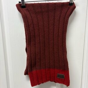 Coach 100% Wool Red & Burgandy Striped Scarf